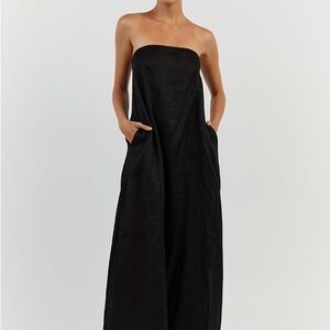 *NWT* DISSH BLACK LINEN STRAPLESS DRESS